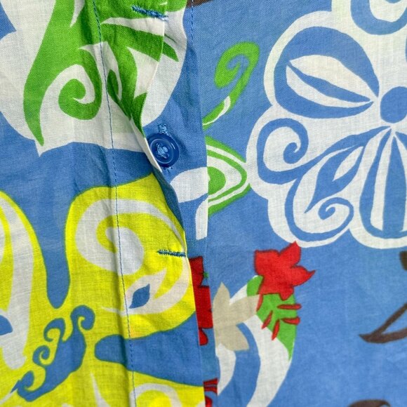 Chico’s Blue Multicolor Floral Abstract Button Front Shirt Top Size 0 S - Picture 4 of 10